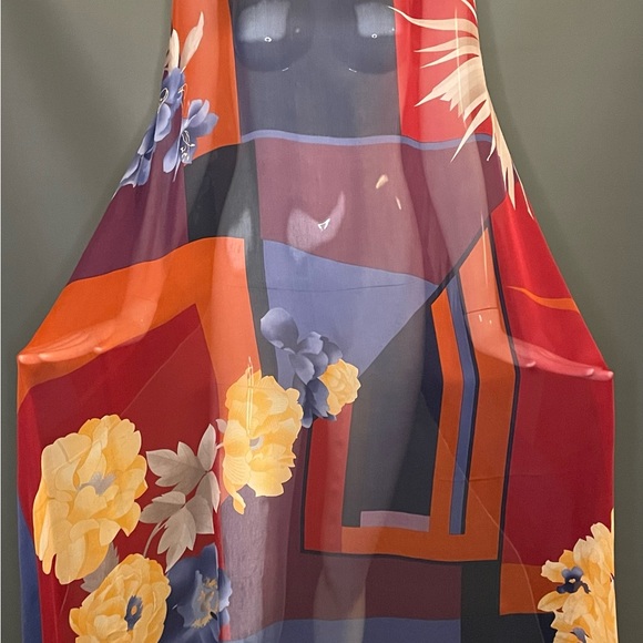 Huge Leonard Silk Chiffon Scarf 50 Inches Sq Excellent Condition Sarong Cruise - Picture 4 of 8